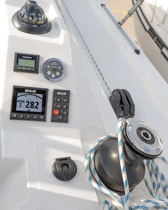 Cockpit of Tatyana, a Bavaria C42 sailboat at Pirovac, Croatia