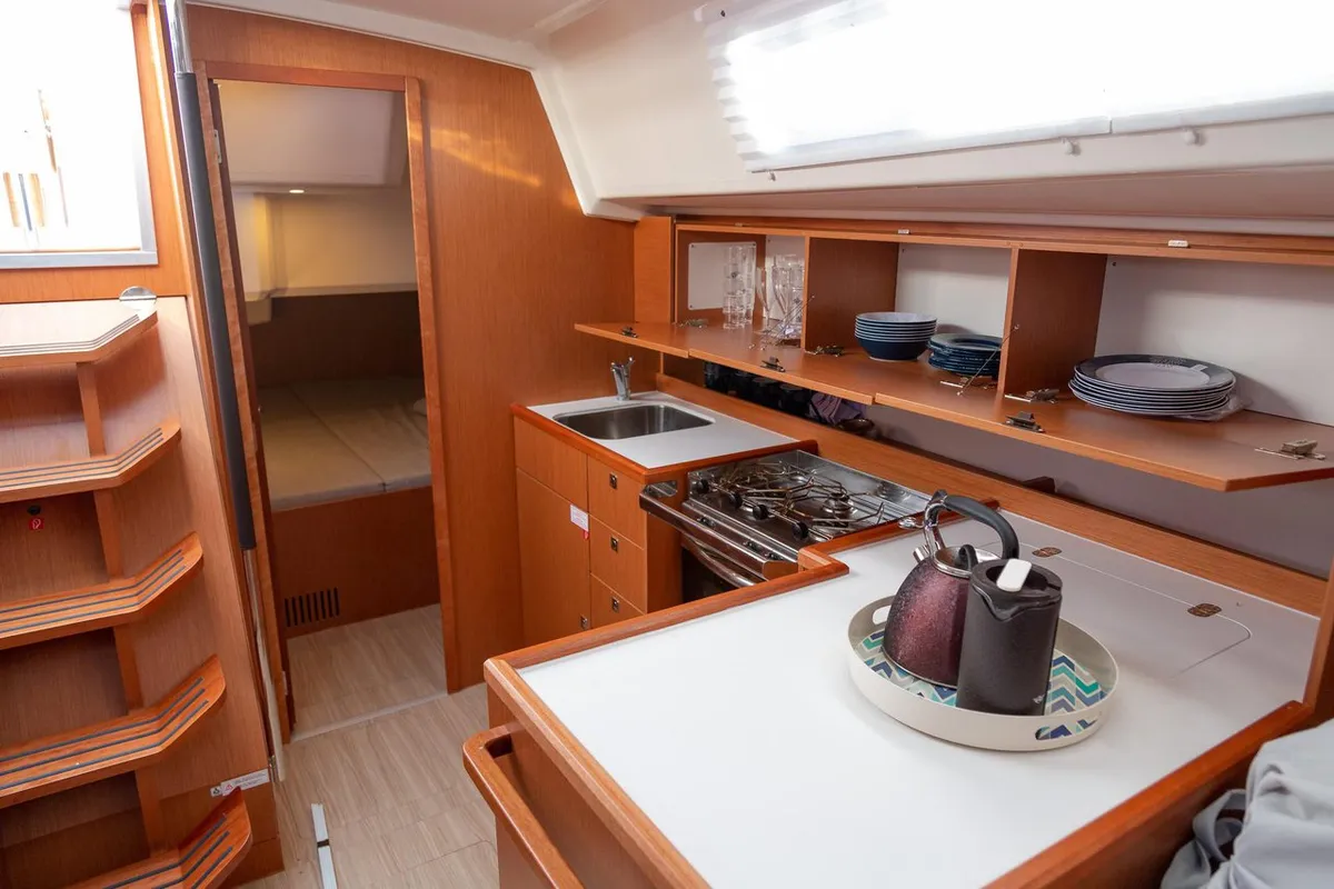 Galley of Tatyana, a Bavaria C42 sailboat at Pirovac, Croatia