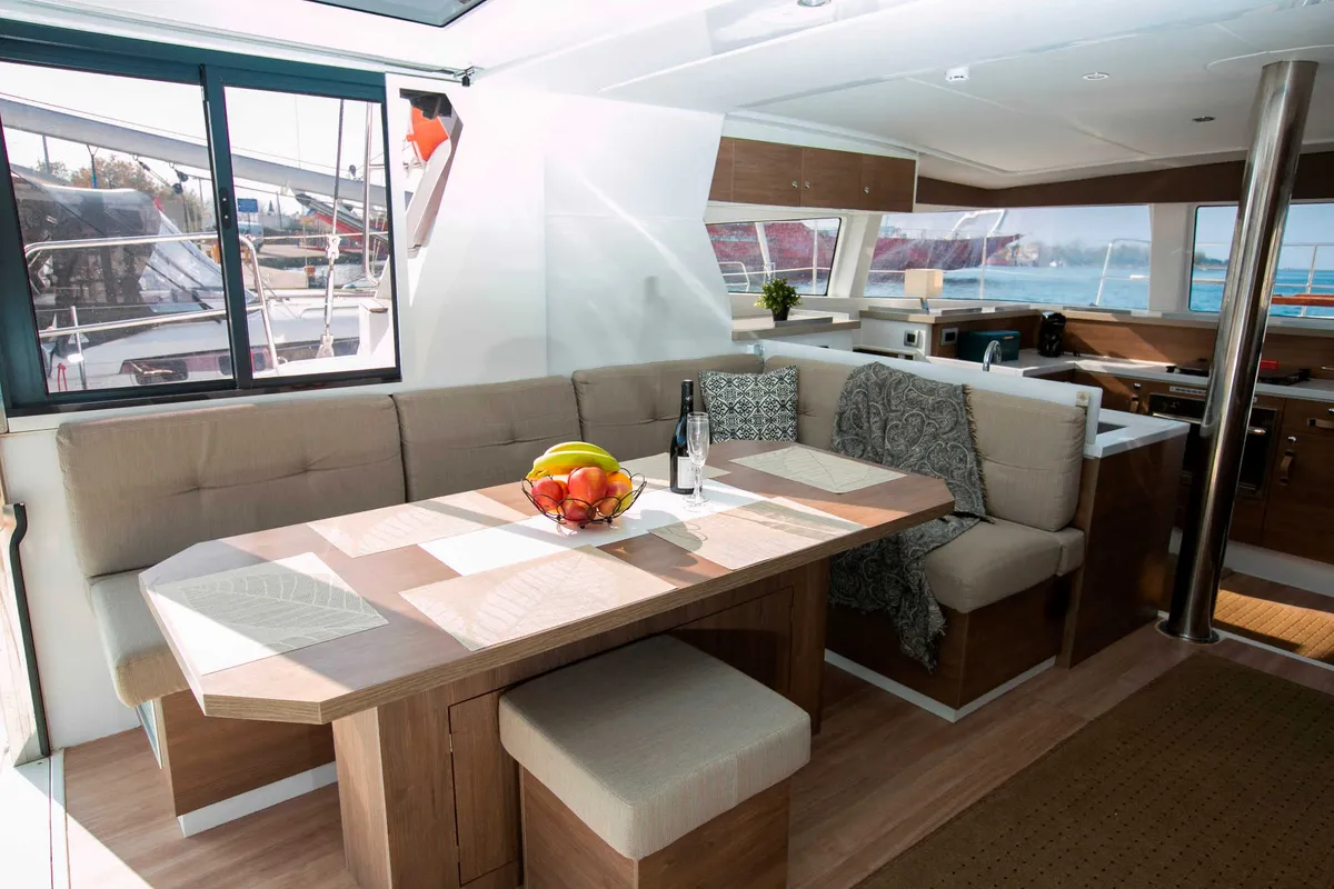 Salon of Kos 42.6, a Bali 4.2 catamaran at Preveza, Greece