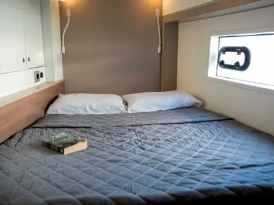 Cabin on Kos 42.6, a Bali 4.2 catamaran at Preveza, Greece