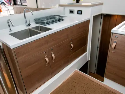 Galley of Kos 42.6, a Bali 4.2 catamaran at Preveza, Greece