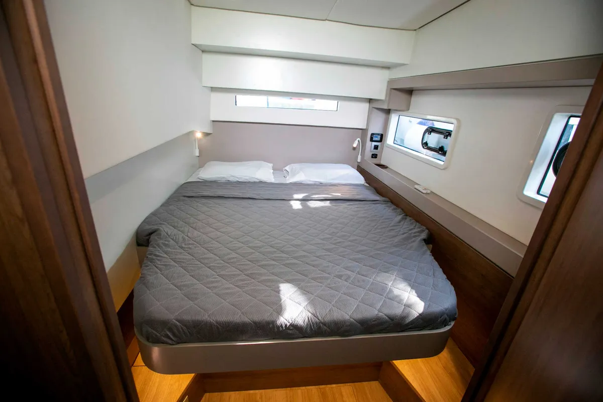 Cabin on Kos 42.6, a Bali 4.2 catamaran at Preveza, Greece