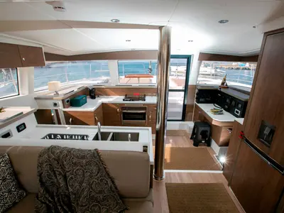 Salon of Kos 42.6, a Bali 4.2 catamaran at Preveza, Greece