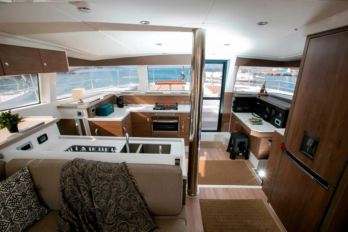 Salon of Kos 42.6, a Bali 4.2 catamaran at Preveza, Greece