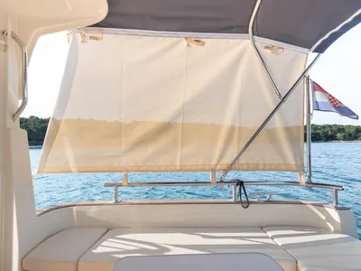 Deck of H3, a Leidi 660 motorboat at Grad Pula, Croatia