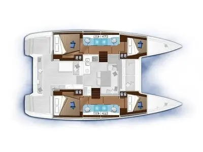 Floor plan of Tartarouga, a Lagoon 40 catamaran at Municipal Unit of Rhodes, Greece