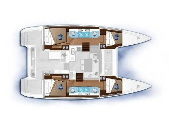 Floor plan of Tartarouga, a Lagoon 40 catamaran at Municipal Unit of Rhodes, Greece