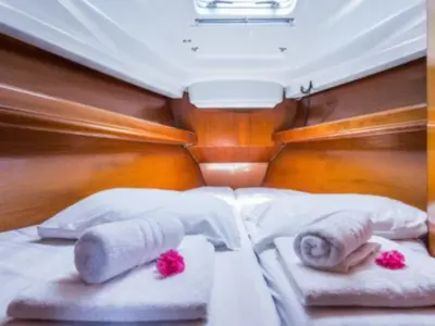 Cabin on Simonetta, a Beneteau Oceanis 411 sailboat at Nea Peramos, Greece