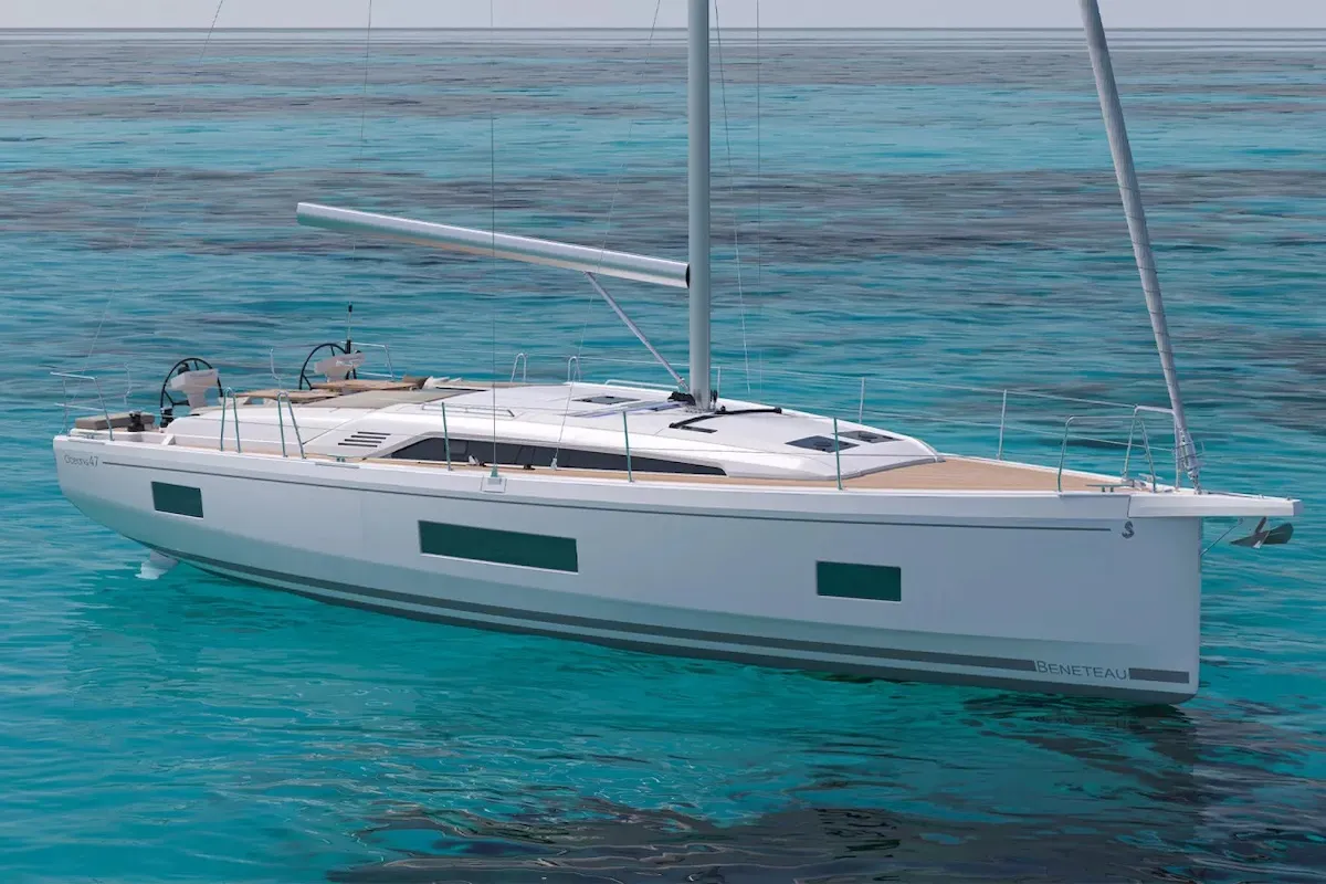 Exterior view of Tempranillo, a Beneteau Oceanis 47 sailboat at Seget Donji, Croatia