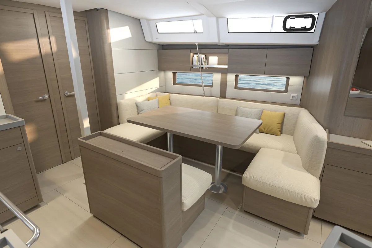 Salon of Tempranillo, a Beneteau Oceanis 47 sailboat at Seget Donji, Croatia
