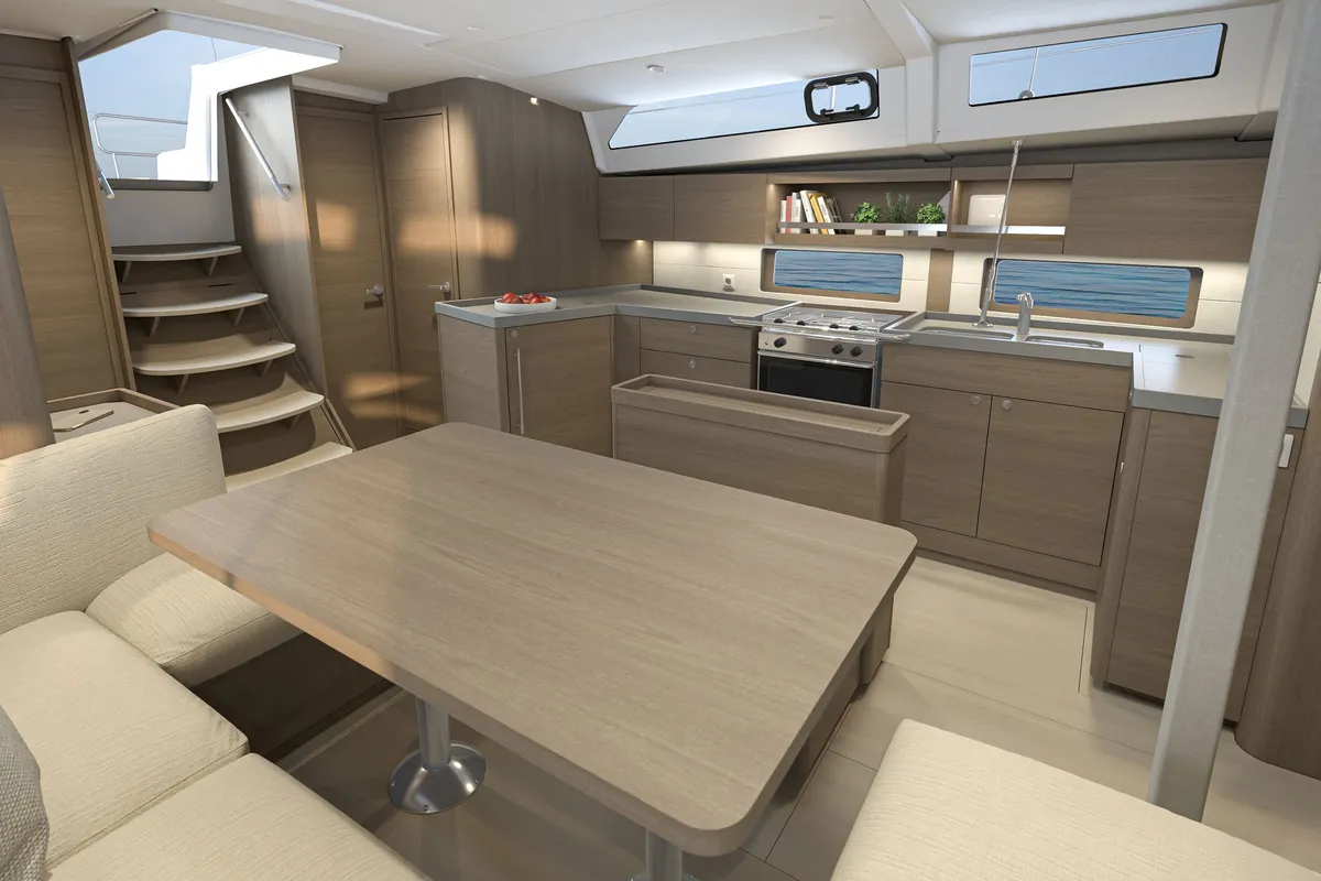 Galley of Tempranillo, a Beneteau Oceanis 47 sailboat at Seget Donji, Croatia