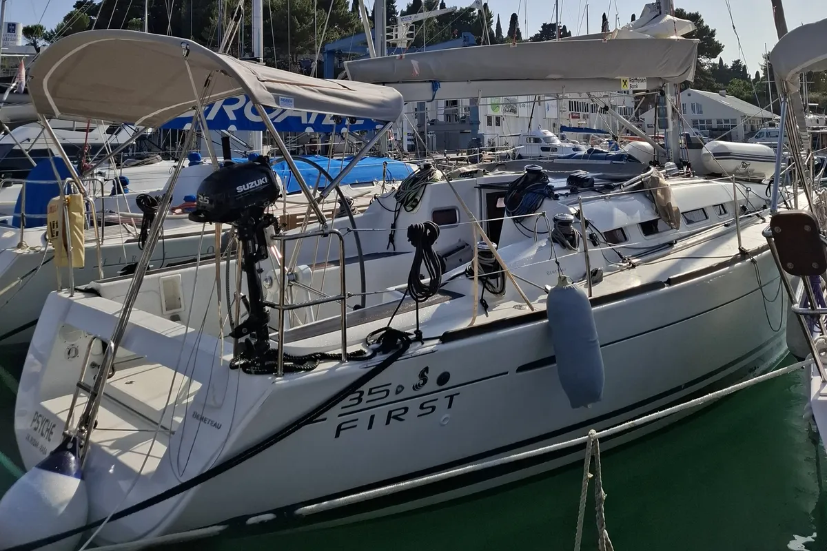 Exterior view of Psyche, a Beneteau First 35 sailboat at Trget, Croatia