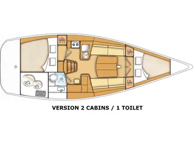 Floor plan of Psyche, a Beneteau First 35 sailboat at Trget, Croatia