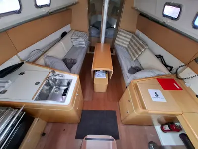 Galley of Psyche, a Beneteau First 35 sailboat at Trget, Croatia