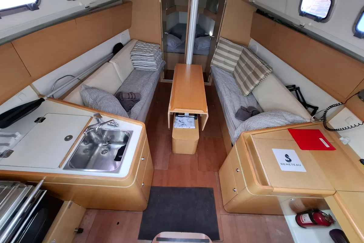 Galley of Psyche, a Beneteau First 35 sailboat at Trget, Croatia
