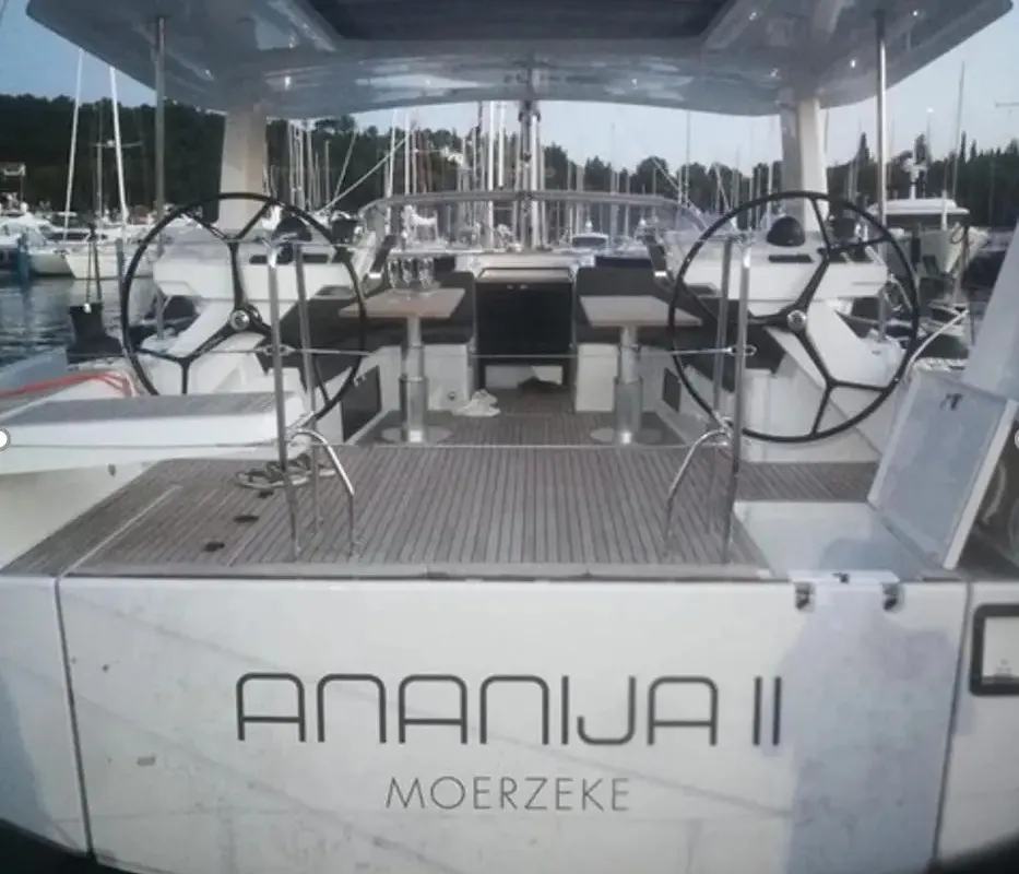 Cockpit of Ananija II, a Hanse 588 sailboat at Marmaris, Turkey