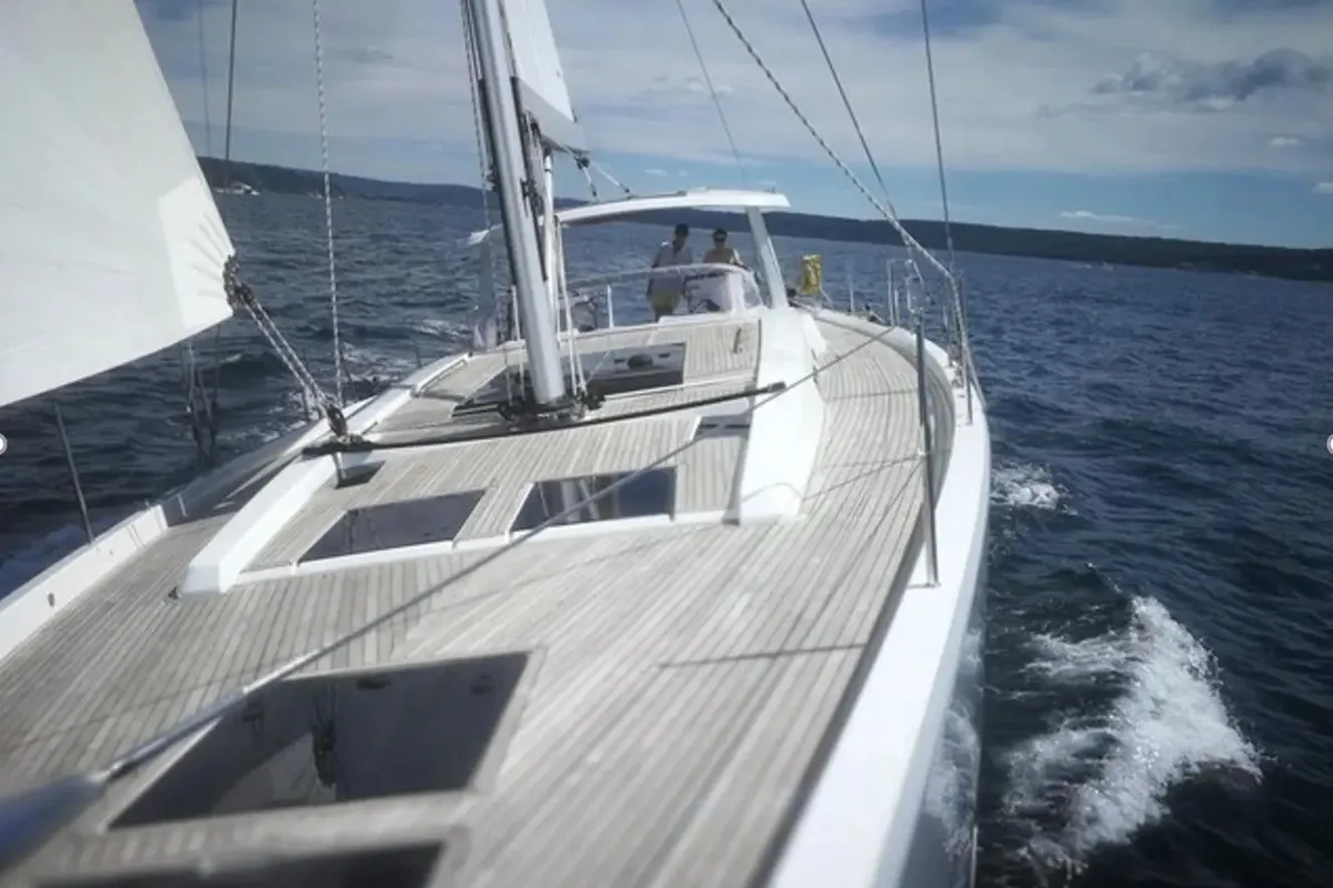 Exterior view of Ananija II, a Hanse 588 sailboat at Marmaris, Turkey
