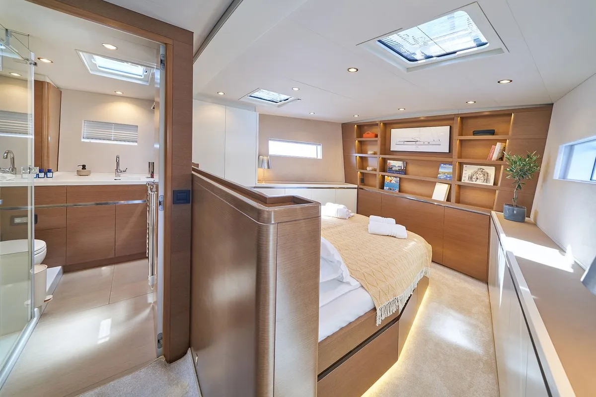 Cabin on Aenea, a CNB 76 sailboat at Grad Kaštela, Croatia