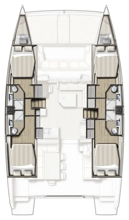 Floor plan of Linda, a Bali 4.3 catamaran at Plan-d'Aups-Sainte-Baume, France