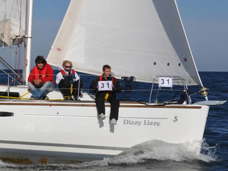 Exterior view of Dizzy Lizzy, a Beneteau Oceanis 34 sailboat at Altefähr, Germany