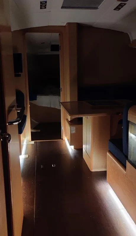Cabin on Tumbleweed, a Jeanneau Sun Odyssey 419 sailboat at Kontokali, Greece