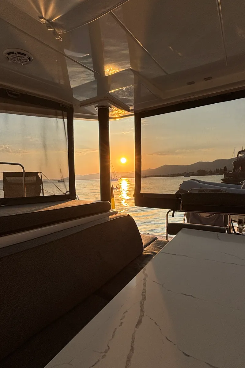 Salon of Serenity I, a Lagoon 52F catamaran at Grad Kaštela, Croatia