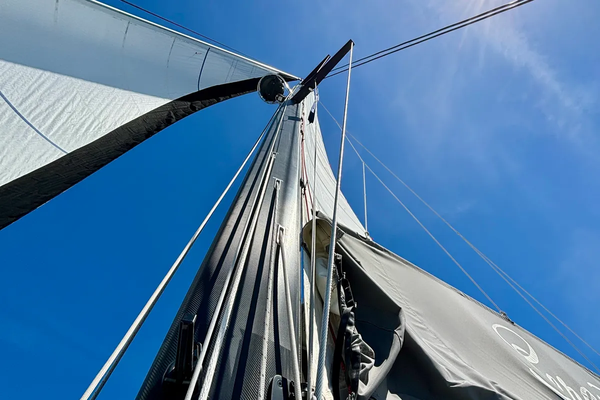 Exterior view of Serenity I, a Lagoon 52F catamaran at Grad Kaštela, Croatia