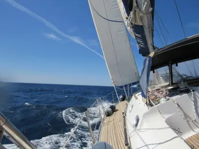 Galley of Ronik, a Jeanneau Sun Odyssey 52.2 sailboat at Lipari, Italy