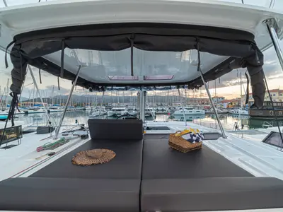 Deck of Spiritus, a Lagoon 46 catamaran at Municipal Unit of Lefkada, Greece
