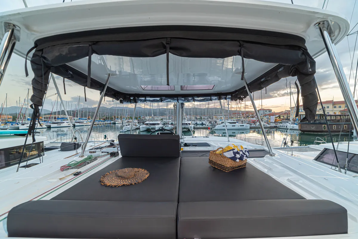 Deck of Spiritus, a Lagoon 46 catamaran at Municipal Unit of Lefkada, Greece