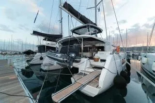 Exterior view of Spiritus, a Lagoon 46 catamaran at Municipal Unit of Lefkada, Greece