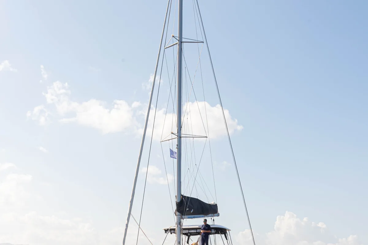 Exterior view of Spiritus, a Lagoon 46 catamaran at Municipal Unit of Lefkada, Greece