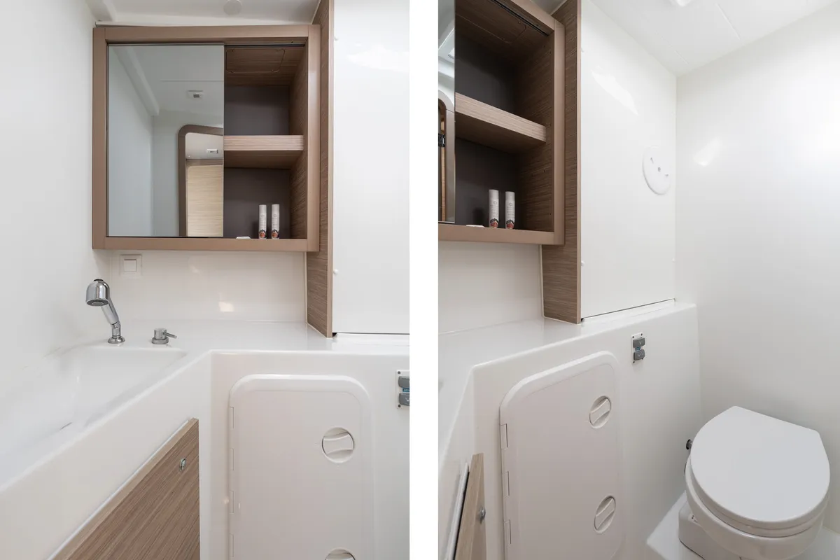 Head on Jasmine, a Fountaine Pajot Elba 45 catamaran at Athens, Greece