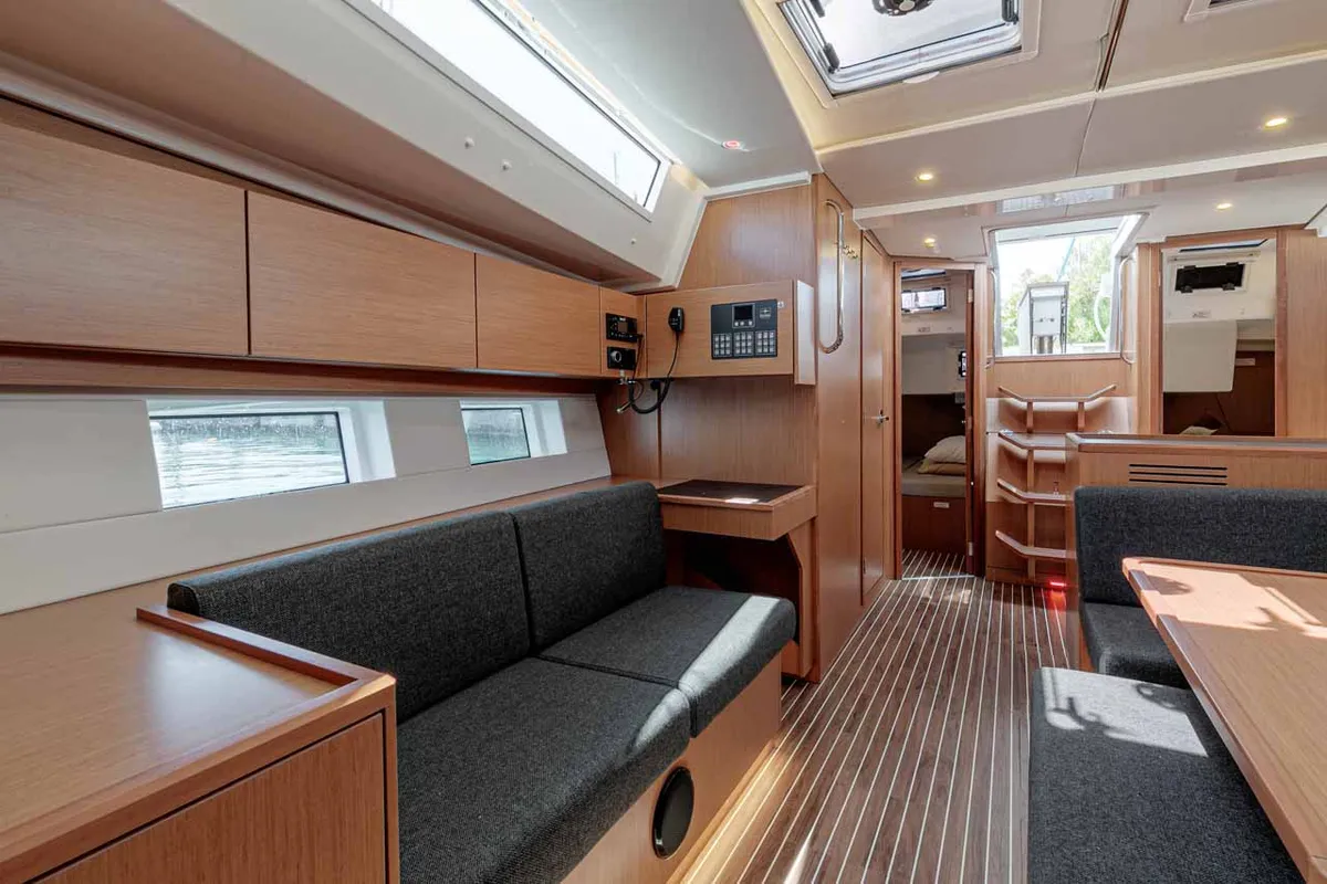 Salon of Kayleigh, a Bavaria C45 sailboat at Kontokali, Greece