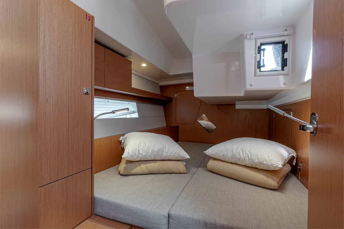 Cabin on Kayleigh, a Bavaria C45 sailboat at Kontokali, Greece