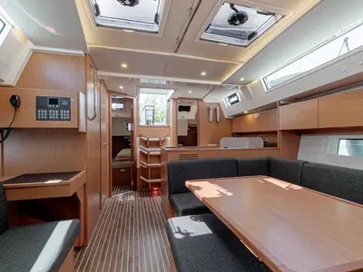 Salon of Kayleigh, a Bavaria C45 sailboat at Kontokali, Greece