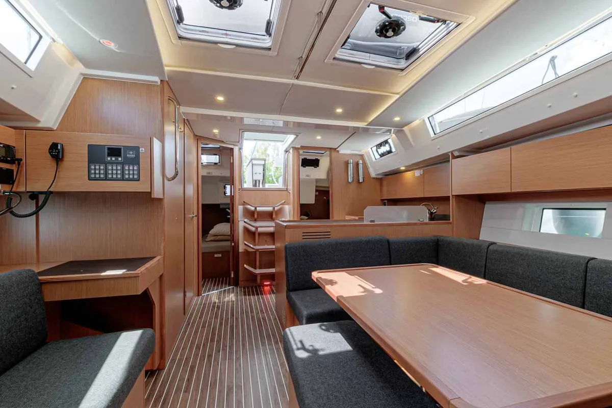 Salon of Kayleigh, a Bavaria C45 sailboat at Kontokali, Greece