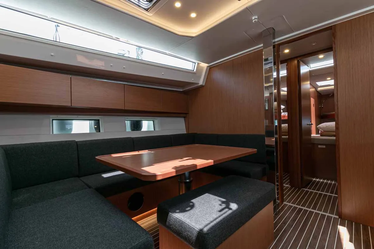 Salon of Kayleigh, a Bavaria C45 sailboat at Kontokali, Greece