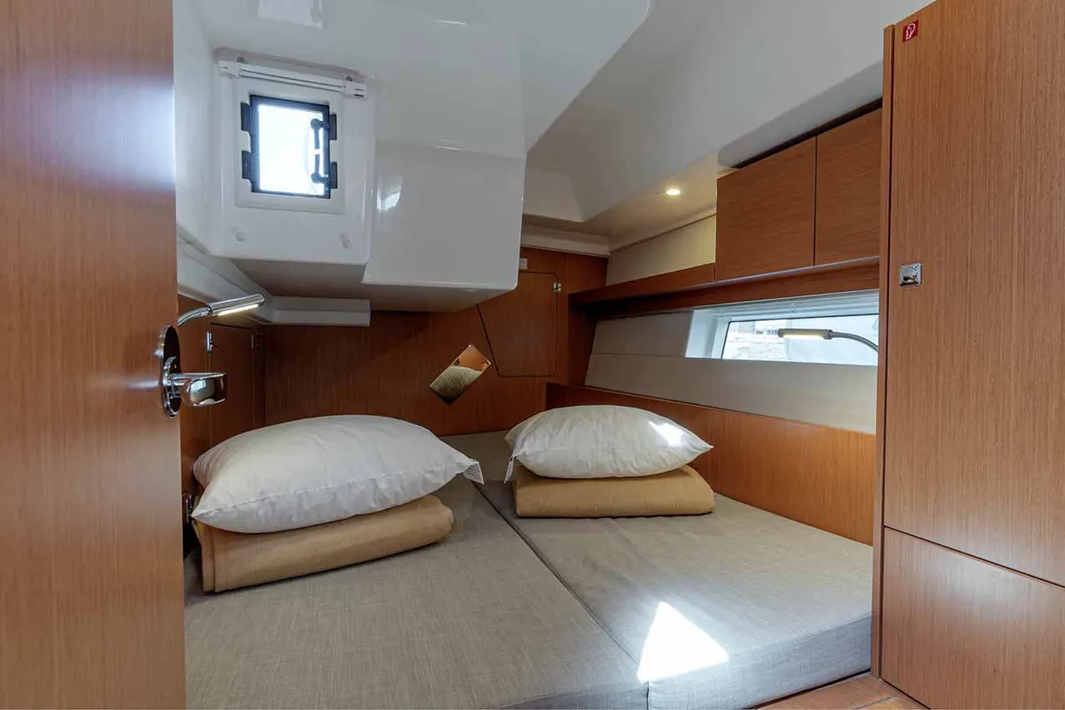 Cabin on Kayleigh, a Bavaria C45 sailboat at Kontokali, Greece