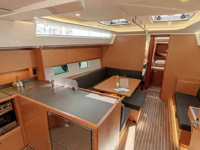 Galley of Kayleigh, a Bavaria C45 sailboat at Kontokali, Greece