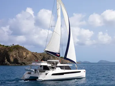 Exterior view of Moorings 5000-5/4 Club, a Leopard 50 catamaran at Road Town, British Virgin Islands