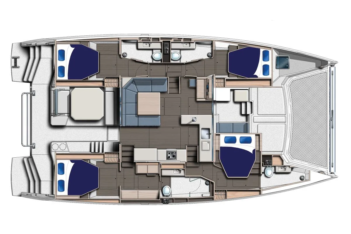 Floor plan of Moorings 5000-5/4 Club, a Leopard 50 catamaran at Road Town, British Virgin Islands