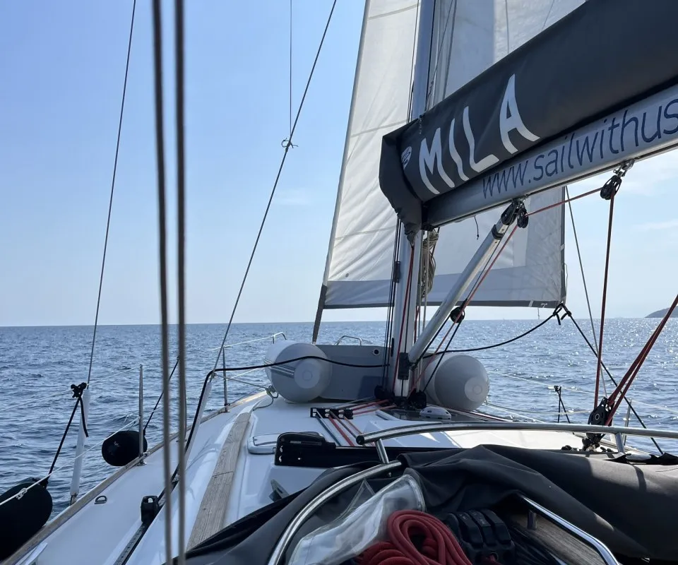 Deck of Mila, a Jeanneau Sun Odyssey 42i sailboat at Volos Municipality, Greece