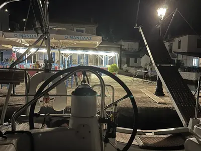 Cockpit of Mila, a Jeanneau Sun Odyssey 42i sailboat at Volos Municipality, Greece