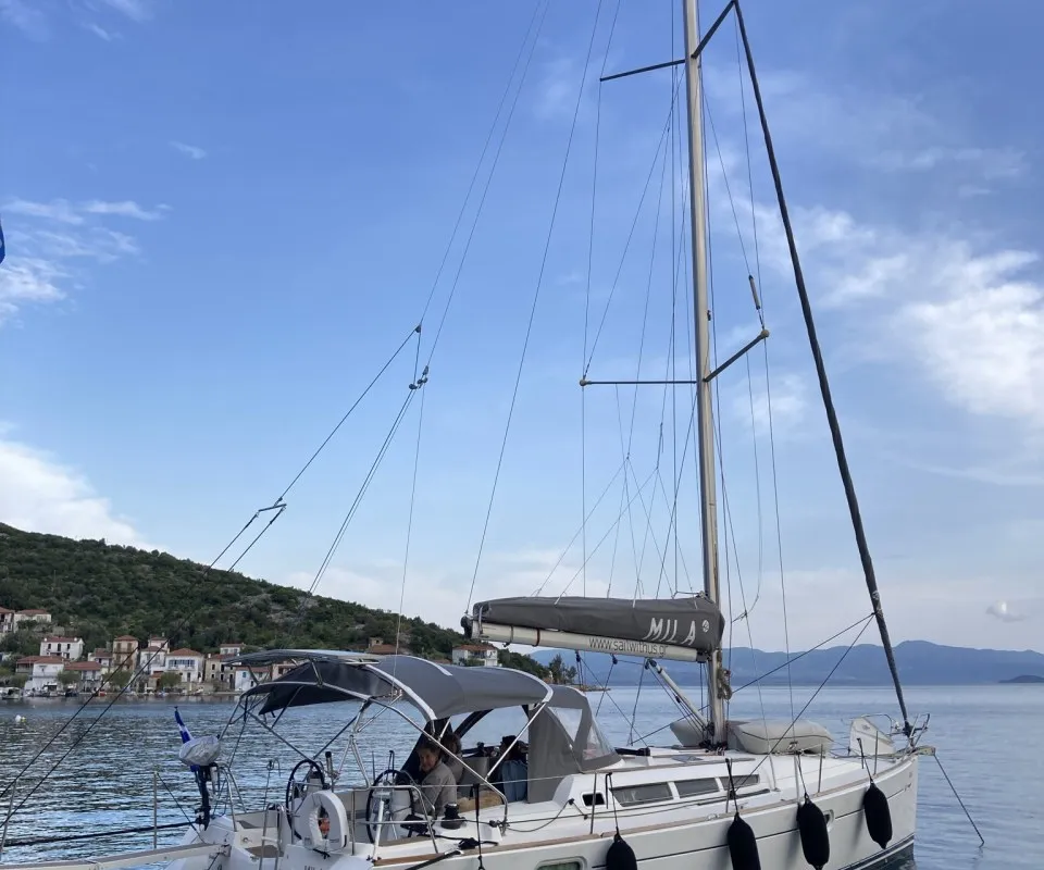 Exterior view of Mila, a Jeanneau Sun Odyssey 42i sailboat at Volos Municipality, Greece