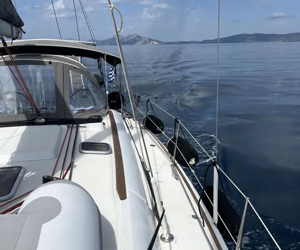 Deck of Mila, a Jeanneau Sun Odyssey 42i sailboat at Volos Municipality, Greece