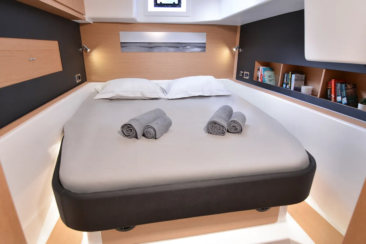 Cabin on Sea Breeze, a Dufour Catamaran 48 catamaran at Parikia, Greece