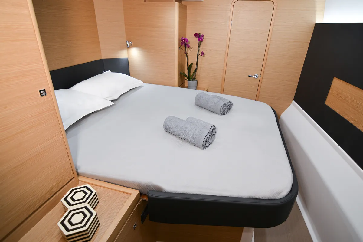 Cabin on Sea Breeze, a Dufour Catamaran 48 catamaran at Parikia, Greece