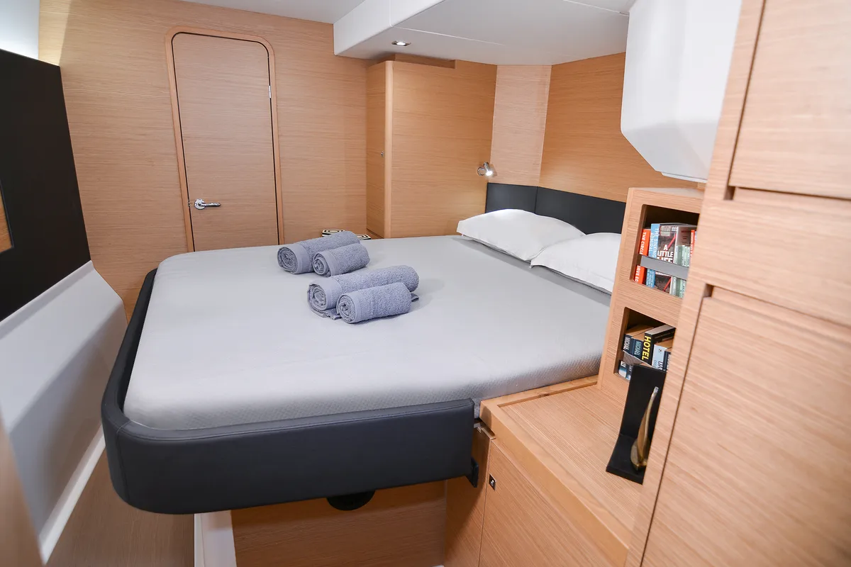 Cabin on Sea Breeze, a Dufour Catamaran 48 catamaran at Parikia, Greece