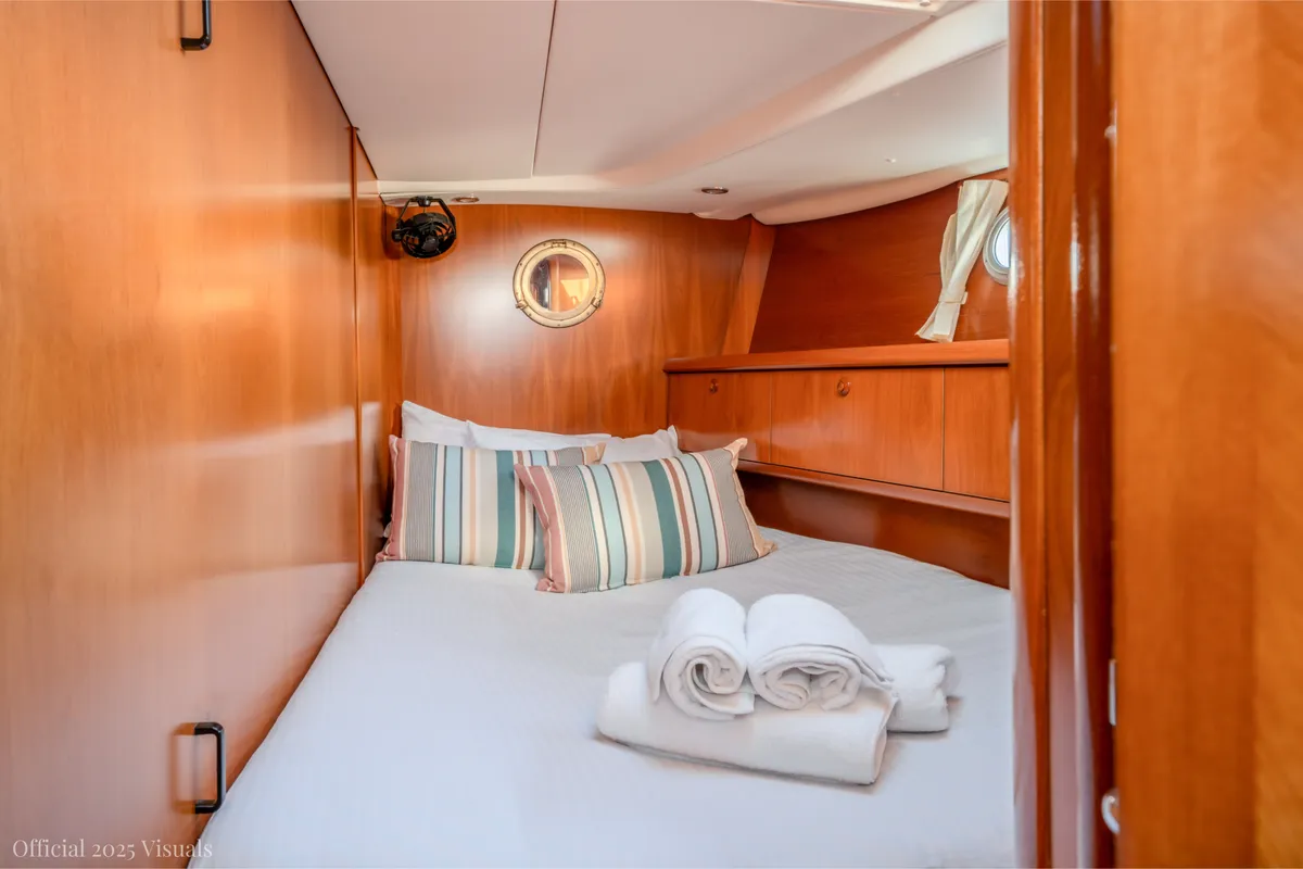 Cabin on Boomerang, a Jeanneau Sun Odyssey 54DS sailboat at Municipal Unit of Ellomenos, Greece